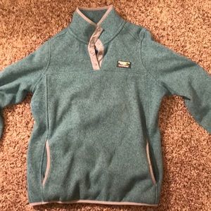 LL Bean quarter snap sweater fleece green teal color